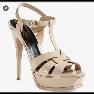 YSL Tribute Sandal - Nude Patent